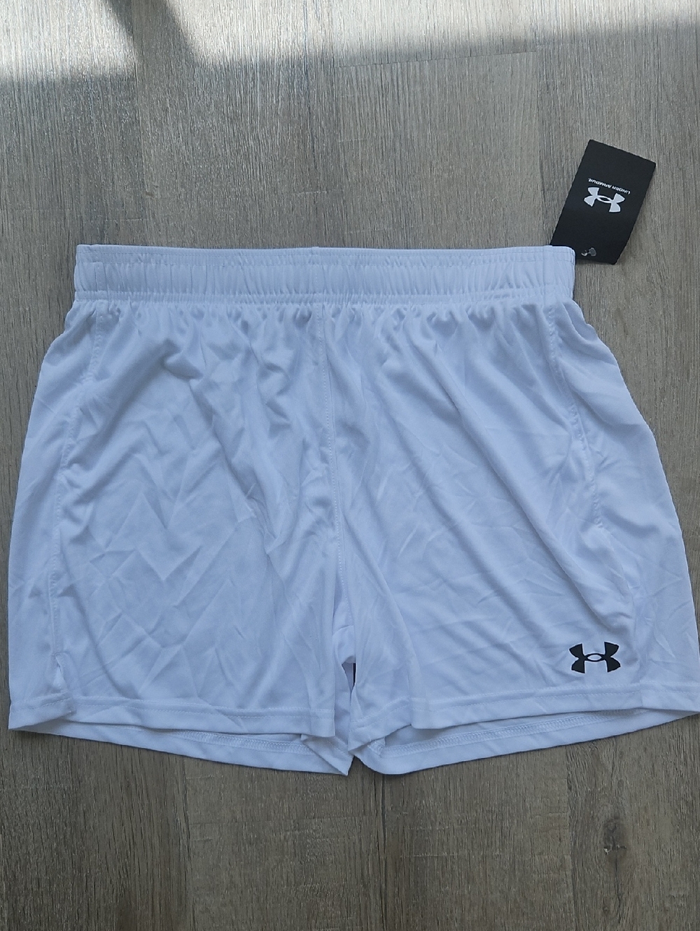 Under Armour White Performance Running Shorts with Black Logo